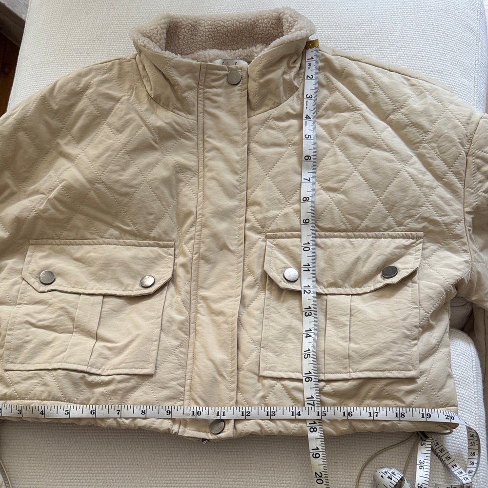 Sadie & Sage Cream Quilted Crop Puffer Jacket — Size XS - Picture 12 of 13